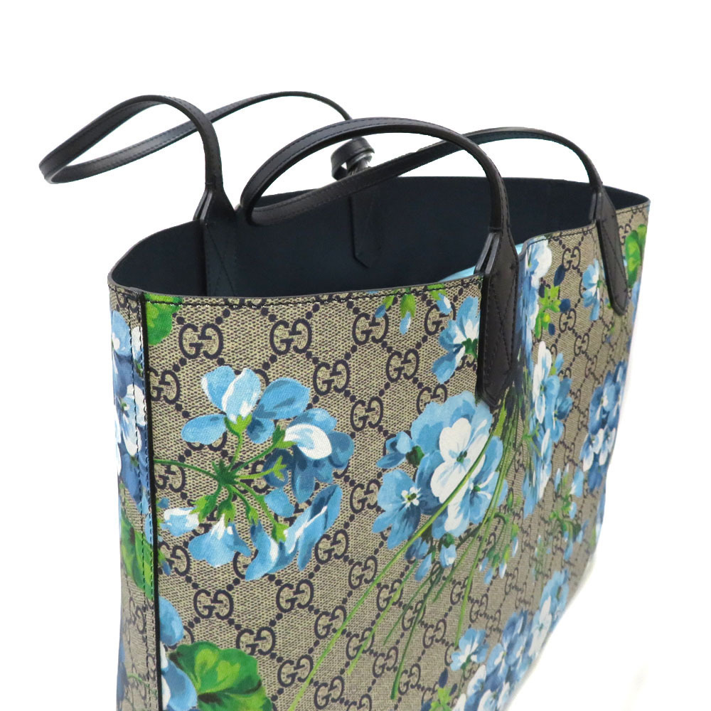 GUCCI GG Blooms Reversible Tote Bag Supreme Beige Blue Floral Flower - Picture 8 of 11